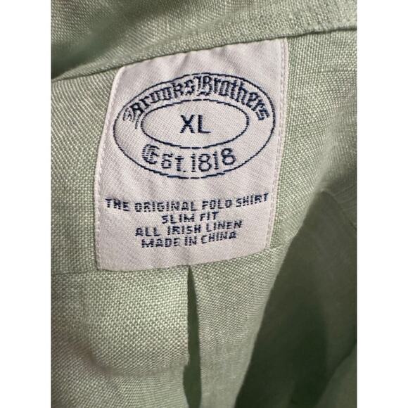 Brooks Brothers Irish Linen Green Long Sleeve Button Down XL - Picture 2 of 4